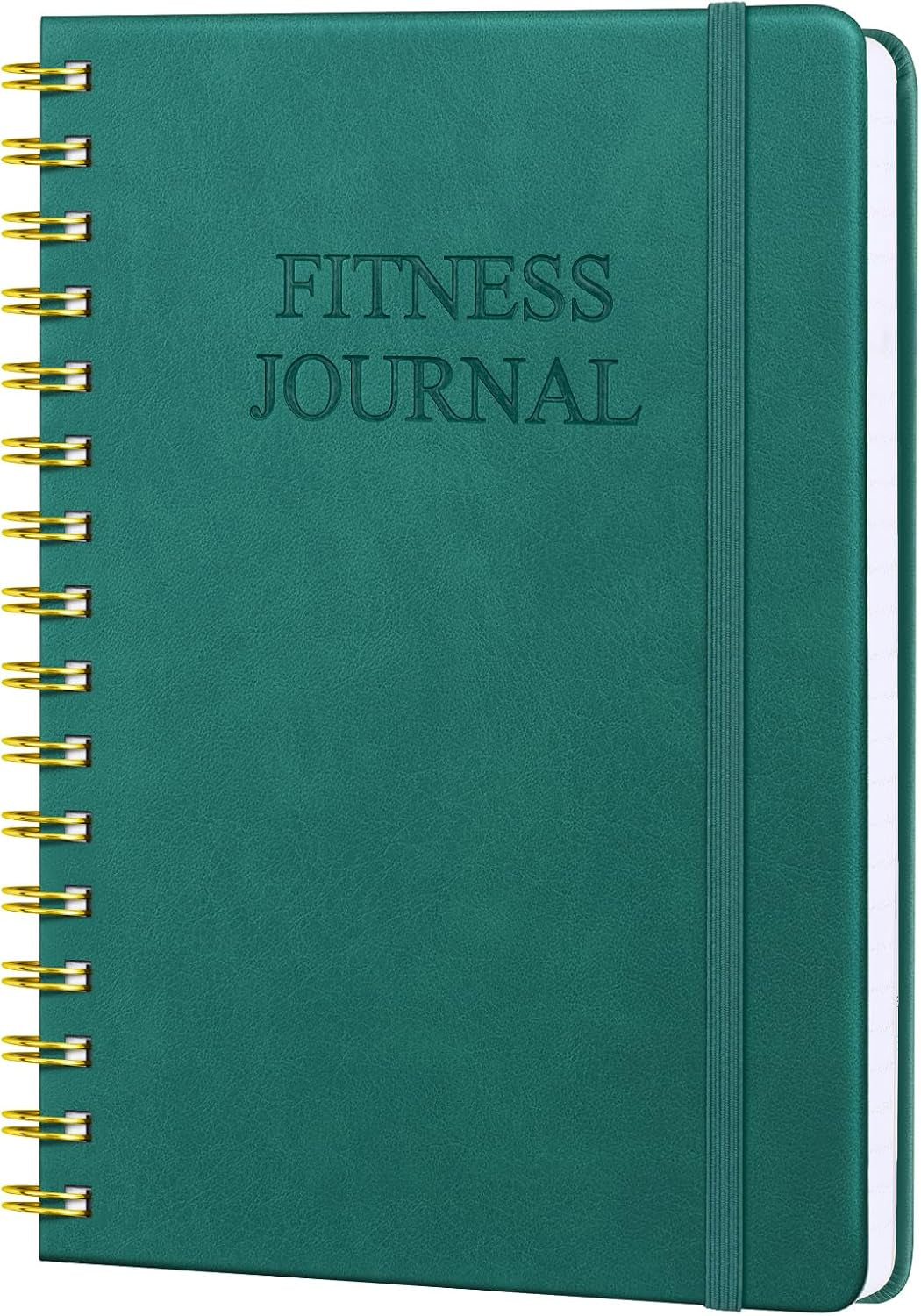 Fitness Journal-Workout Journal for Women & Men, Hard Cover Leather Fitness Planner, Workout Log Book with Gym Goals, Calendar, Progress Tracker, A5-5.7" X 8.3" - Green